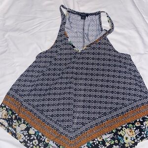Philosophy Black and Orange Patterned Tank Top. 0347